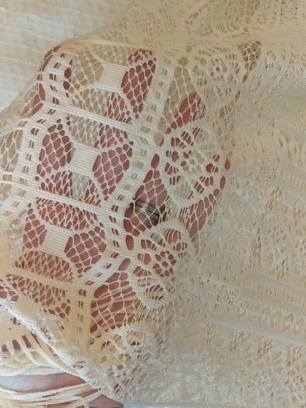 Self Esteem Boho Festival Cream Lace Crochet Openwork Boho Blouse Top Medium M - Picture 5 of 11